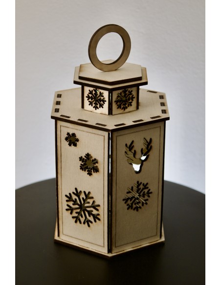Lanterne de Noël lumineuse en bois