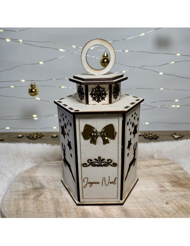 Lanterne de Noël lumineuse en bois