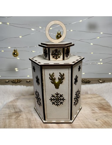 Lanterne de Noël lumineuse en bois