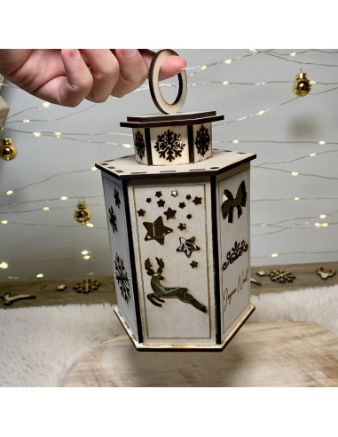 Lanterne de Noël lumineuse en bois
