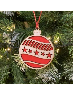 Boule de Noël en bois rouge
