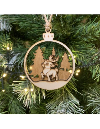 Boule Noël en bois petit renne