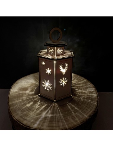 Lanterne de Noël lumineuse en bois