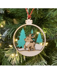 Boule Noël petit renne sapin vert