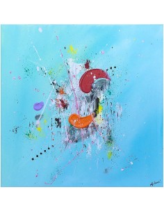 Rencontre Colorée, tableau réalisé sur un châssis de 40x40 cm par Angélique Louail