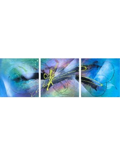 Imagine, triptyque sur 3 châssis 40x40 cm soit 120x40 cm par Angélique Louail