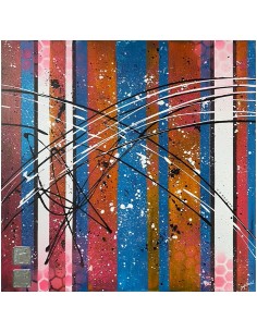 Nòmos, tableau réalisé sur un châssis de 50x50 cm par Angélique Louail