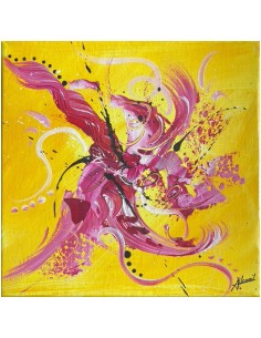 Sun, tableau réalisé sur un châssis de 20x20 cm par Angélique Louail