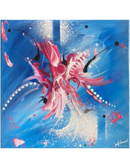 Aquatilia, tableau réalisé sur un châssis de 20x20 cm par Angélique Louail