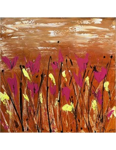 Fleurs des champs, tableau réalisé sur un chassis carré de 40x40cm par Angélique Louail